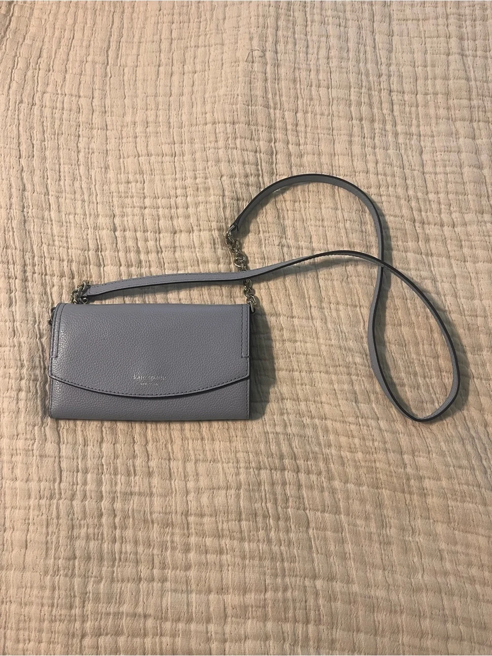 kate spade Pebbled Leather Crossbody Wallet - Light blue